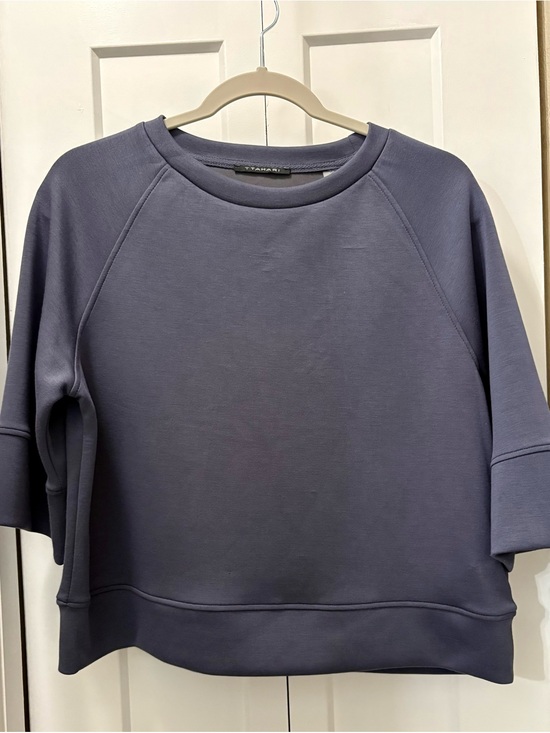 T Tahari Tops - T Tahari Slate Blue Boxy Crewneck Scuba Sweatshirt SP